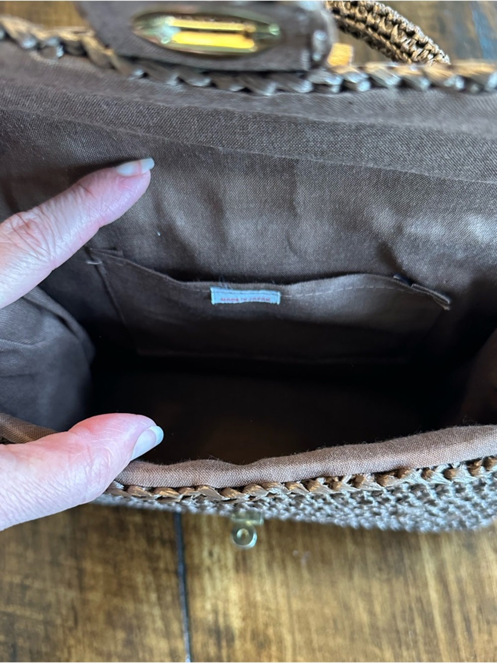 Vintage 1960s Raffia Woven Handbag | Made in Japan | Boho MCM - Picture 4 of 9